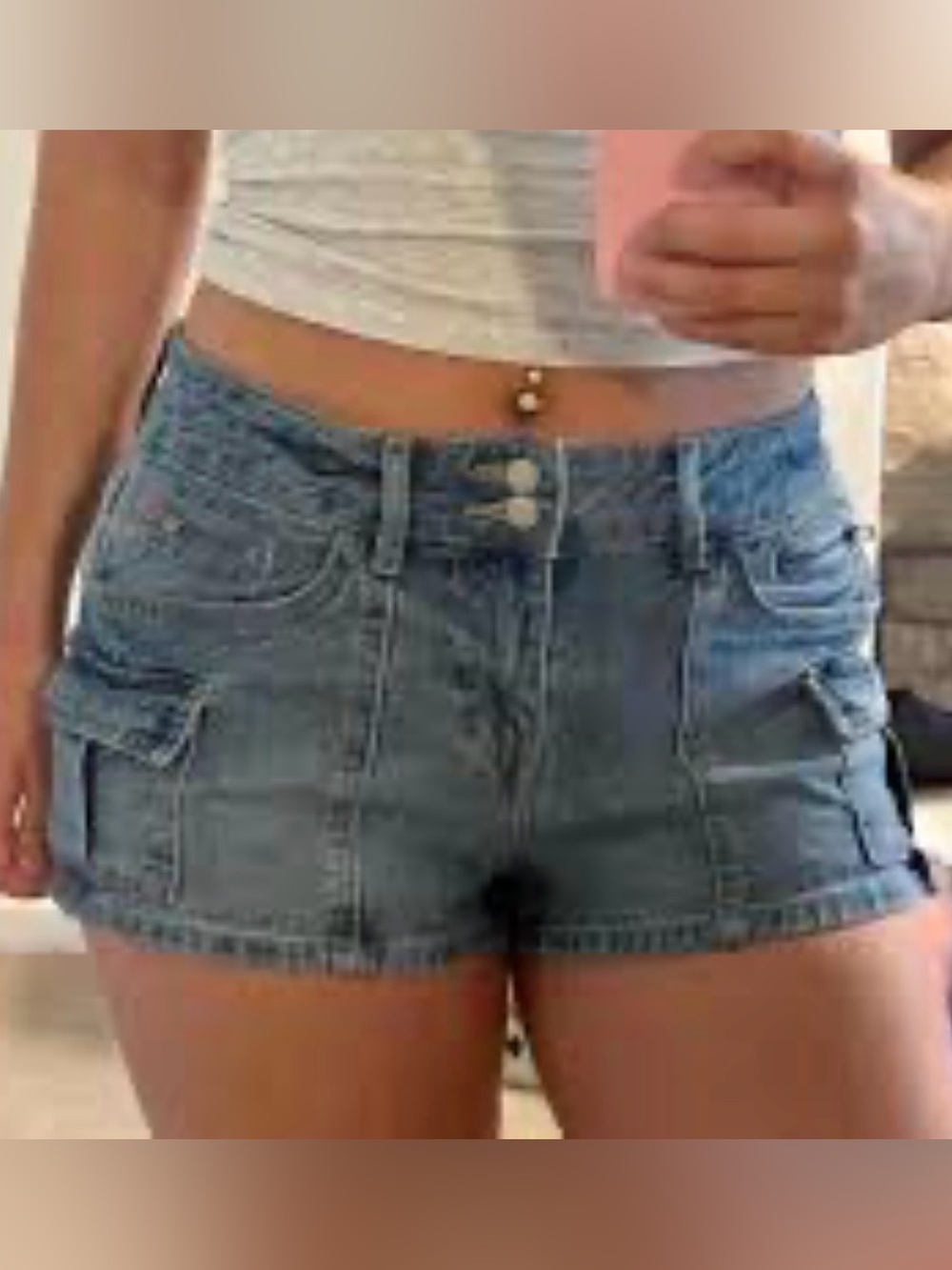 Wild Fable Y2K-style low-rise cargo denim shorts. Size XL.